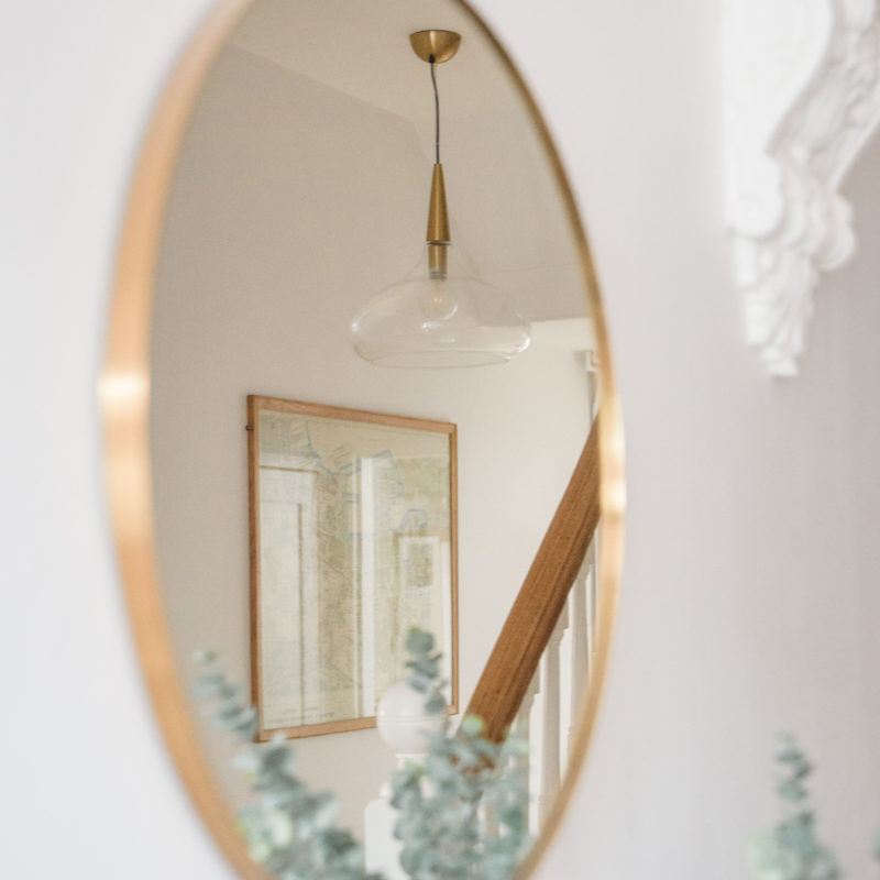 Hallway mirror and light