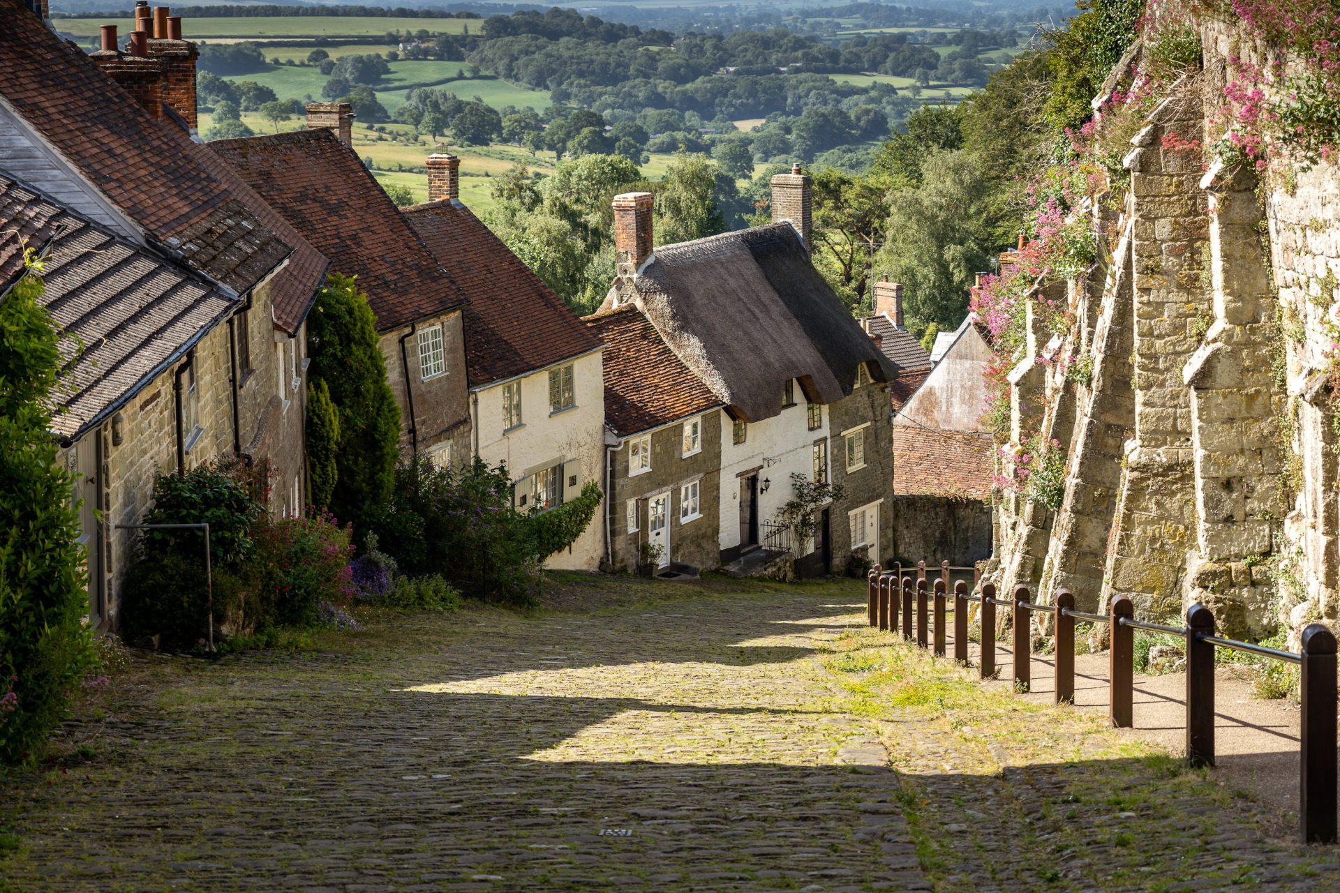 Dorset cottages going up Gold Hill